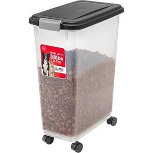 IRIS USA Airtight Dog Food Storage Container, Up to 38 lbs, Attachable Wheels...
